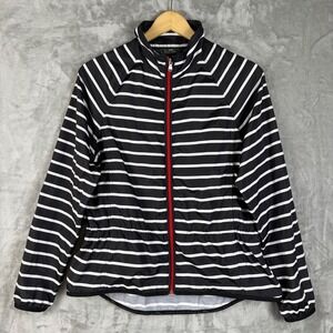 Lauren Ralph Lauren Womens Jacket Striped Windbreaker Black White Red Zip Size M